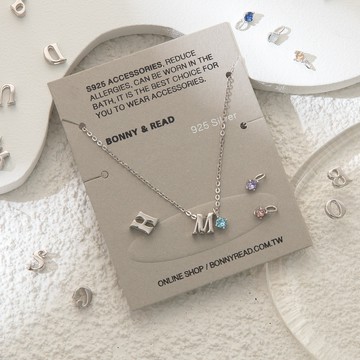 [純銀/設計款] 銀色字母幸運鎖骨鍊 / 26款 / Silver English Alphabet Necklace