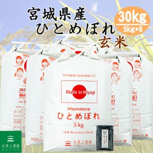 新米 令和5年産 米 お米 玄米 30kg (5kg×6袋) 宮城県産 ひとめぼれ 古代米30g付き