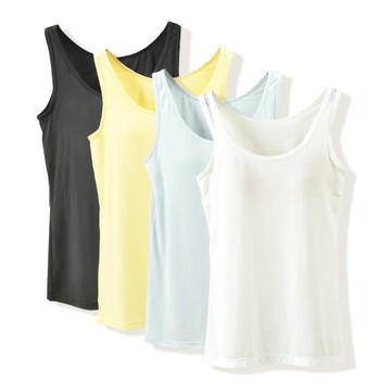 冰絲涼感輕薄透氣女士Bra運動速干打底 高彈緊身帶罩杯背心 夏日