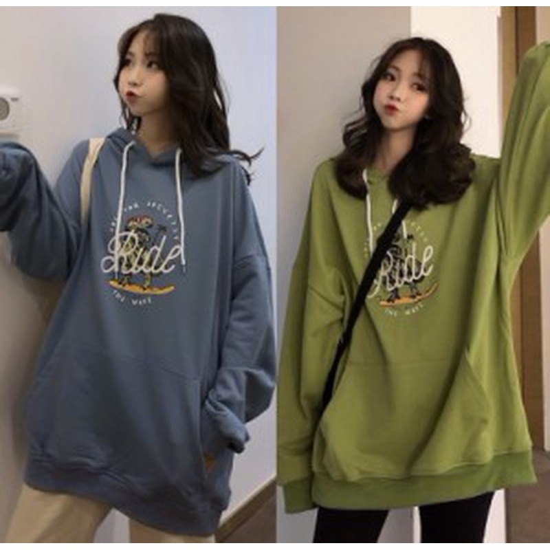 プリント パーカー レディース かわいい 韓国 ファッション 秋服 レディース ビッグシルエット スウェット パーカー プルオーバ パーカ 通販 Lineポイント最大get Lineショッピング
