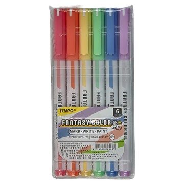 TEMPO 節奏牌 Fantasy螢光筆 Set  粉紅色 + 橘色 + 黃色 + 綠色 + 藍色 + 紫色  18支