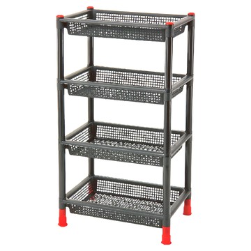 Polywise 翰庭 黑皮四層置物架  黑色  1個