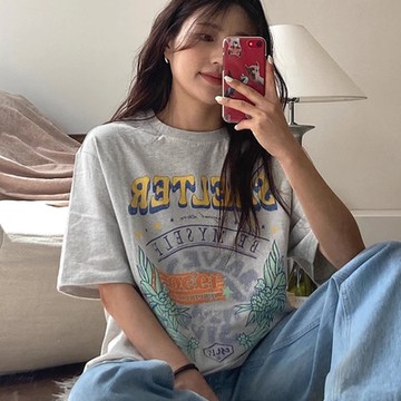 T恤 情侶美式寬鬆五分袖T恤ODD1190-創翊韓都