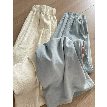 特價出清奶芙山本褲女夏季薄款垂感寬鬆顯瘦小個子直筒休閒鬆弛感闊腿褲子限定