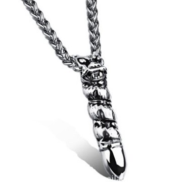 鈦鋼項鍊 吊墜-霸氣個性龍身獅頭情人節生日禮物男配件73cm129【獨家進口】【米蘭精品】