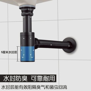 WayneAva黑金色全铜洗手池台盆下水器落水头配件套裝彈跳洗臉盆面盆防臭下水管排水管