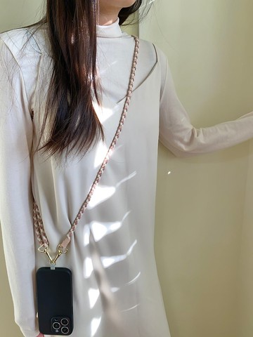 ZHII studio 條紋手機背帶掛繩 可調節手機背繩 手工編織