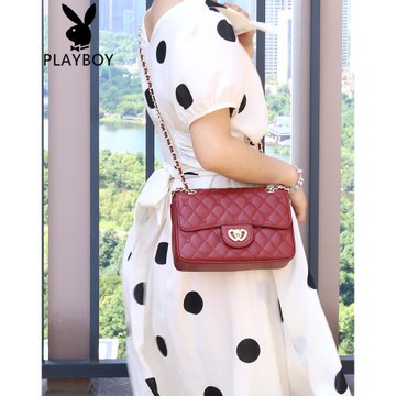 花花公子包包女斜挎包真皮2025春季新款時尚單肩包女菱格鏈條包