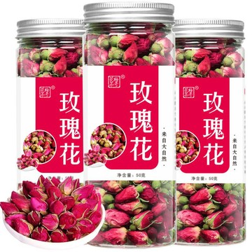 【茶品名】花草茶玫瑰花茶干玫瑰正宗平陰玫瑰養顏美膚補氣血罐裝花草養生茶泡水喝