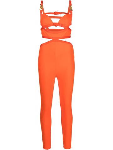 Versace - Medusa '95 cut-out jumpsuit - women - Spandex/Elastane/Acetate/Polyamide/Viscose - 42 - Orange