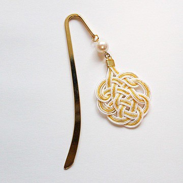 葉形書籤．白K金．髮簪兼腰帶裝飾