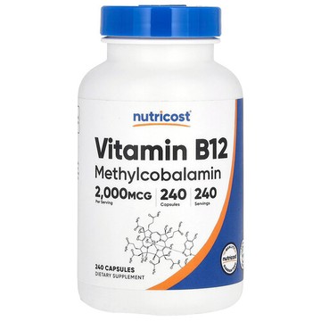 Nutricost, 維生素 B12，2000 微克，240 粒膠囊