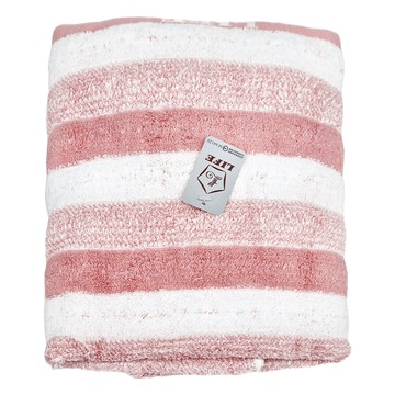 LIFE 來福牌 時尚個性條紋浴巾 520g 棉紗  粉色  1條