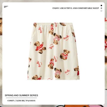2022年新款睡褲女夏季純棉短褲可外穿家居褲薄款大碼夏天寬松卡通