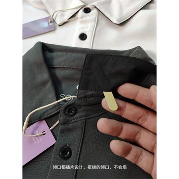 杜邦索羅娜sorona翻領POLO衫長袖T恤男士純色棉簡約商務休閑打底
