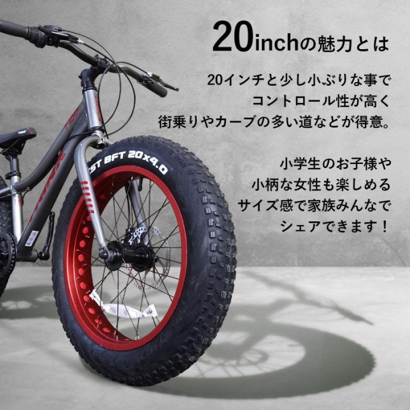 ファットバイク 自転車 20インチ 極太タイヤ 太いタイヤ シマノ Wディスクブレーキ アウトドア マットブラック TRINX T100 |  LINEショッピング