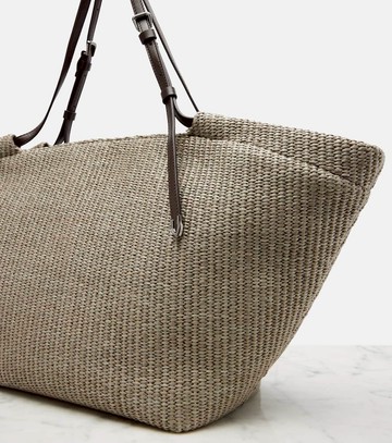 Brunello Cucinelli Leather-trimmed raffia tote bag