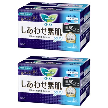 Laurier 蕾妮亞 瞬吸消臭護翼衛生棉 量多夜用  30cm  9片  2包