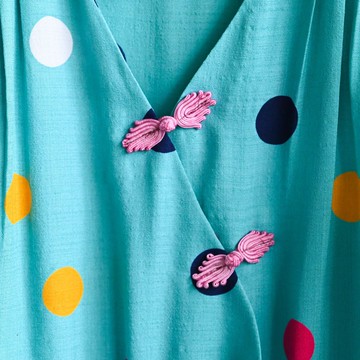 【蛋植物古著】燈點中式風格盤扣古著洋裝