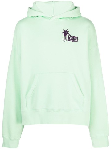 Palm Angels - Douby logo-print cotton hoodie - men - Cotton/Polyester - L - LIGHT GREEN PURPLE