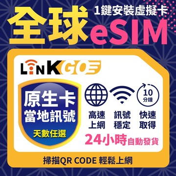 【LinkGO 白鑽卡】[原生電信] 全球多國家 每日款/總量款 多組合方案 eSIM卡 歐洲 亞洲 非洲
