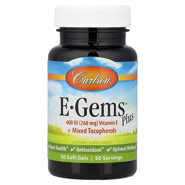 Carlson, E-Gems® Plus，50 粒軟膠囊