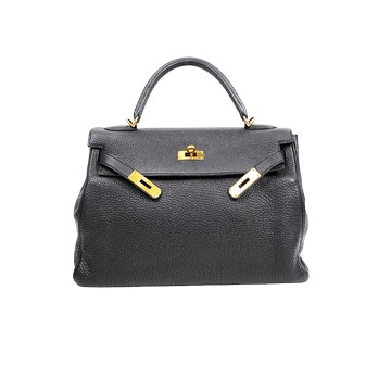 HERMES KELLY 32 黑色金釦