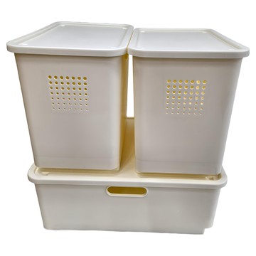 FAmILyLIFE 生活 加厚可疊加防塵附輪收納盒3入組 S號 x 2 + M號  白色  S號 26.5 x 18.4 x 13.7cm M號 37 x 27 x 13.6cm  1組