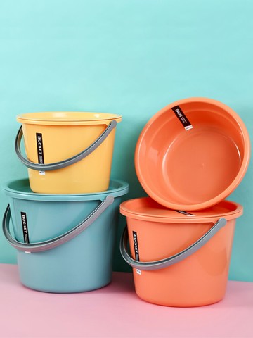 家用塑料桶桶盆套裝大容量加厚圓桶拎水桶學生宿舍洗衣桶帶蓋水桶