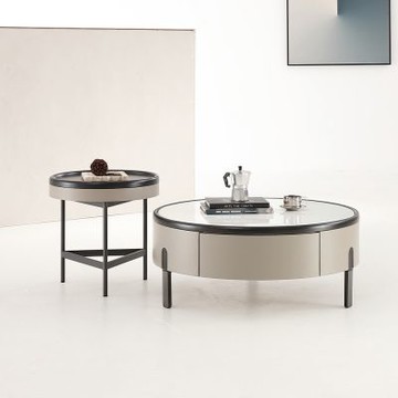 MUNA家居  612型3尺科技石大小圓几組   90X90X38.5cm