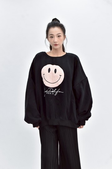 (XL) sunny 圓領黑色長袖上衣
