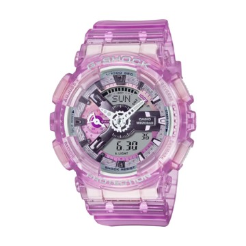 【CASIO G-SHOCK】虛擬科幻系列透明雙顯運動腕錶-絢麗紫/GMA-S110VW-6A