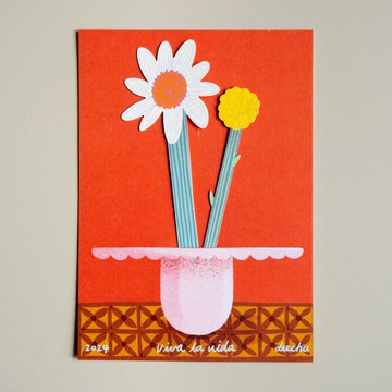 Viva la vida 自由插花明信片—瑪格麗特與帽子