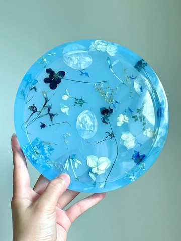 手工真花托盤/首飾盤+嵌入立體真花+卡片