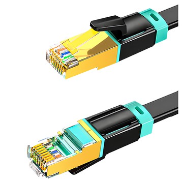 山澤 Cat.8超極速40Gbps傳輸雙屏蔽抗干擾電競級網路扁線 2M  黑色  1條