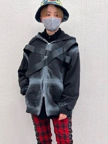 手繪塗鴉連帽外套/黑色/F尺寸/hellcatpunks/hcp-pk-0072