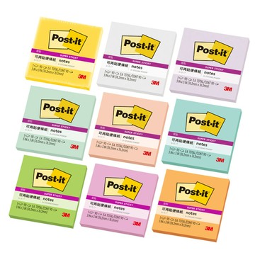 3M Post-it 3x3狠黏可再貼便條紙(633S)-粉紅/藍/綠/黃/橘/湖水綠/杏/薄荷綠/紫/白