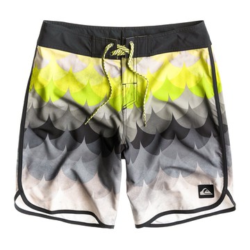 美國百分百【全新真品】Quiksilver 海灘褲 男 短褲 泳褲 沙灘褲 衝浪褲 黃黑 波浪 復古 E975