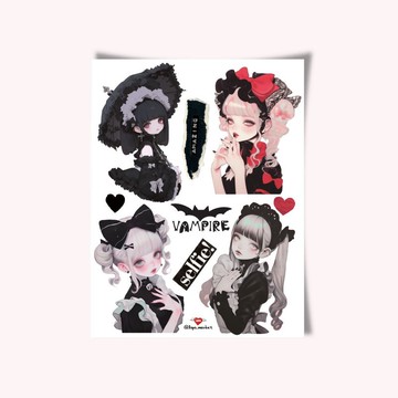 暗黑浪漫少女人物貼紙 – 4 張