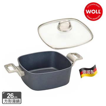 【德國WOLL】Diamond Lite Pro 鑽石系列方型不沾湯鍋26cm (含蓋)