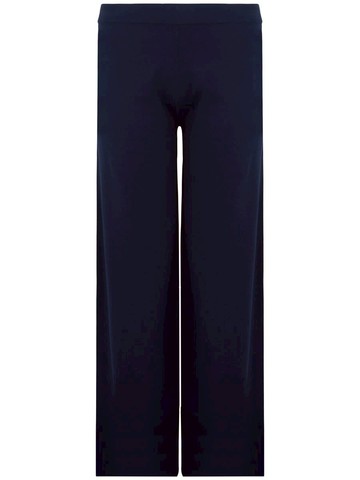 Kangra Cashmere Navy Blue High-Waisted Wide-Leg Trousers