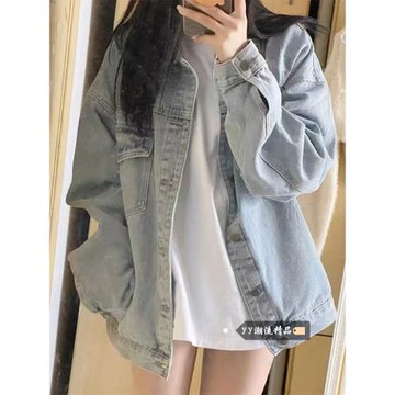 (免運)美式復古藍色牛仔外套女冬季2025新款寬松設計感小眾短款襯衫上衣