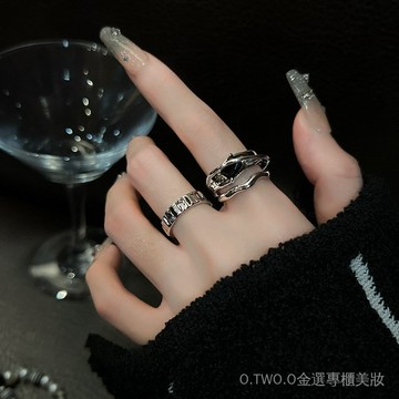 【臺灣出貨】新款 幾何冷淡風ins黑水晶戒指小衆設計時尚個性高級感開口戒網紅女潮 6SOD