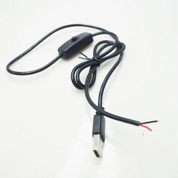 【AI電子】*黑色單頭USB電源線 2芯供電線 USB公頭5V散熱風扇USB開關線開關鍵1米