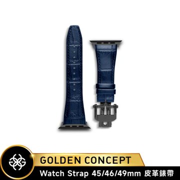 【Golden Concept】Apple Watch 45/46/49mm 藍皮革錶帶 WSA-CE-BL-BK