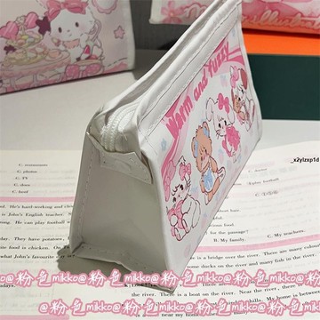 收納筆袋 筆盒文具 粉色小貓筆袋ins風文具袋少女心大容量pu防水收納袋學生筆袋