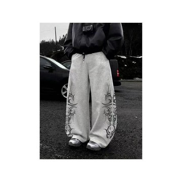 『ATC』 褲子 設計感嘻哈個性街頭印花休閒褲男女直筒衛褲美式復古長褲 男裝 夏裝