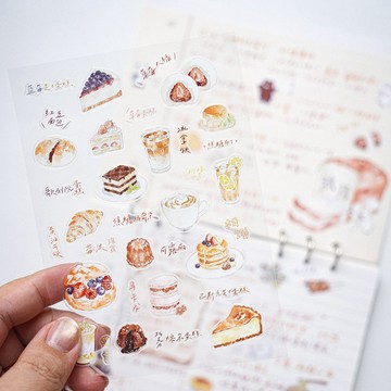 A6 模切貼紙 原創插畫手繪 熊貓 美食 甜品 可愛