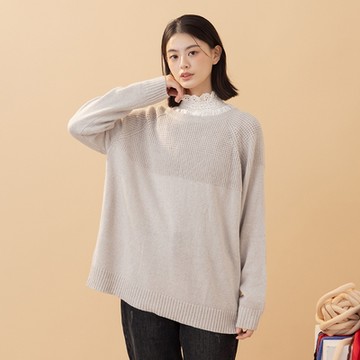 【MOSS CLUB】慵懶圓領坑條拉克蘭袖長袖毛衣 杏 駝 灰 (魅力商品)