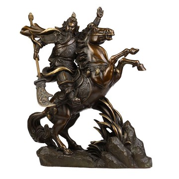 吉祥純銅騎馬關公像擺件 武財神關羽關二爺 橫刀關公大號家居飾品